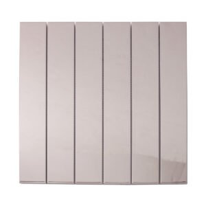Mirrored Rectangle Strip Metal Silver Mosaic Tiles, obverse side view