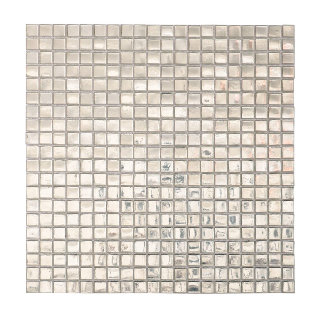 Mosaico de vidrio – plateado, cuadrado, lámina plateada, para pared
