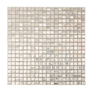 Silver Foil Square Glass Mosaic Wall Tile, obverse side view