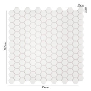 Piastrelle a mosaico in vetro – bianco, esagonale – BJ-74C21796EC55