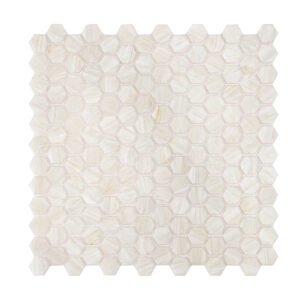 Hexagon Beige Glass Mosaic Wall Tile, obverse view
