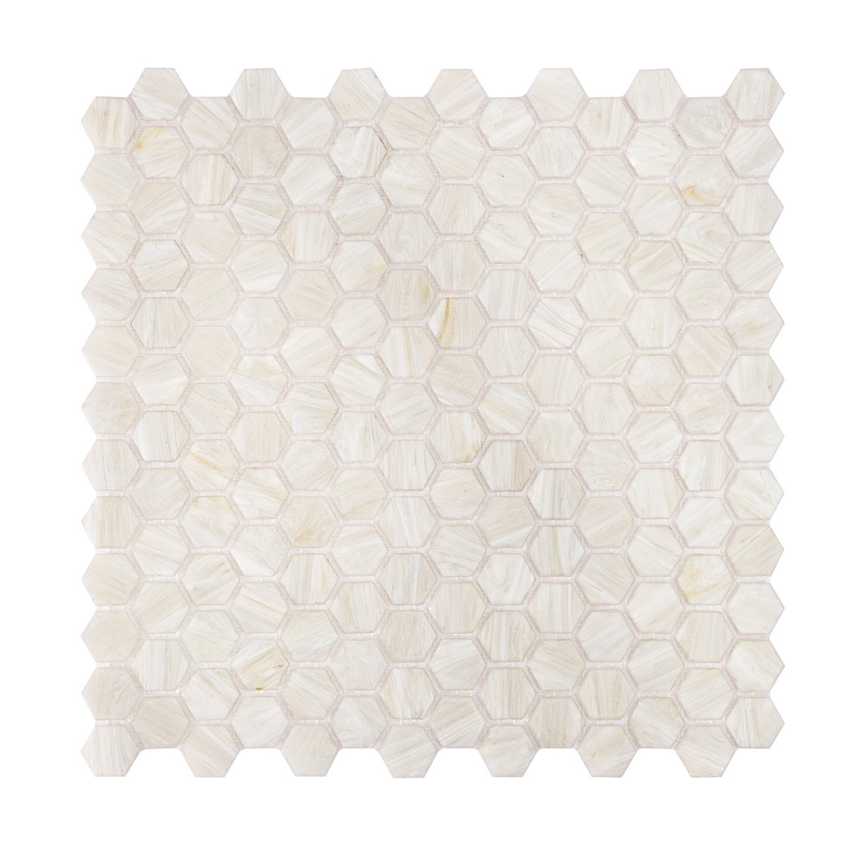 Hexagon Beige Glass Mosaic Wall Tile, obverse view