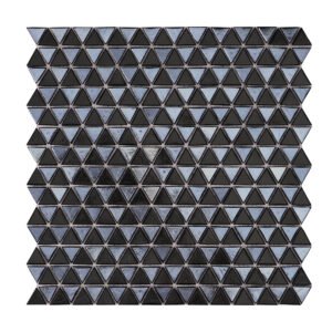 Glossy Mini Triangle Black Glass Mosaic Tile, obverse view