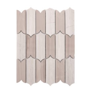 Front View of Limestone Wooden Beige Marble Mosaic Tile