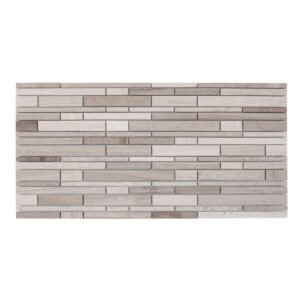 Front View of Wood Marble Linear Strips Subway Mosaic Tile