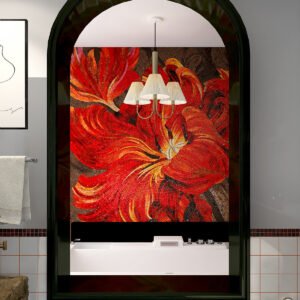 Individuell anpassbares Glasmosaikbild – Große rote Blume