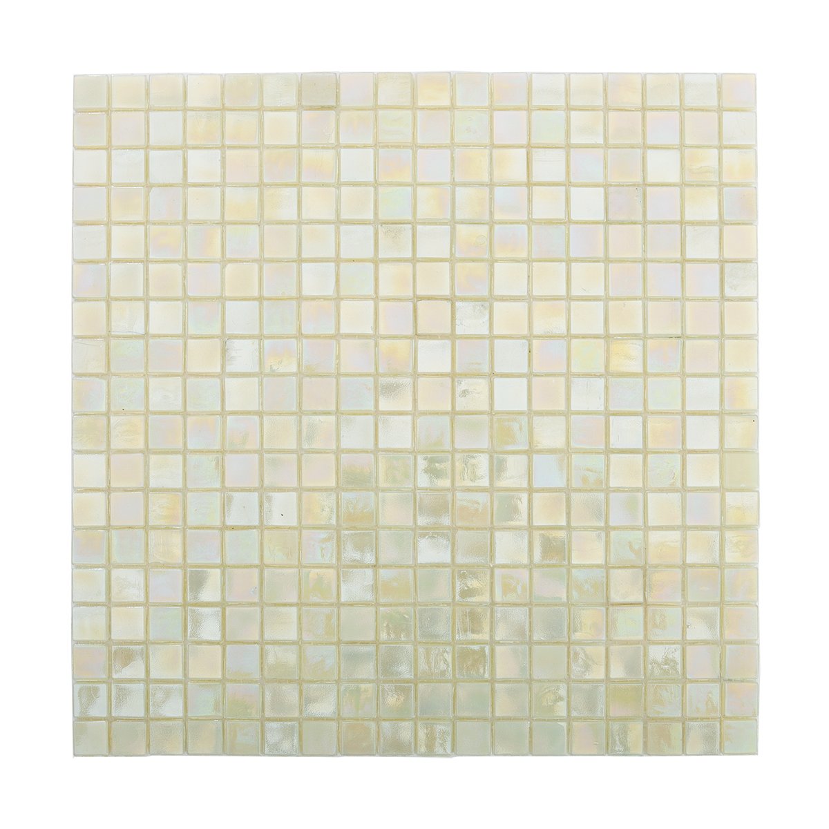 Front View of Seafoam Green and Cream Glass Square Mosaic Pool Tiles