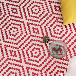 Glasmosaikfliesen – Weiß / Rot, kleine Rundformen, Sechsecke, Rundformen