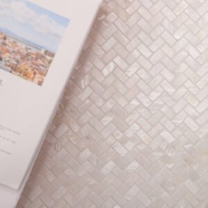 Mosaico de nácar – blanco, espiga, pulido