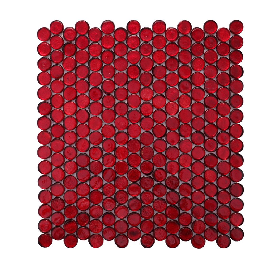 Runde glassmosaikkfliser til vegg i kraftig rødt