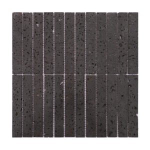 Full view of the black stone mosaic tile.