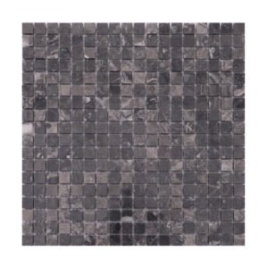 Full view of dark gray square slate mosaic floor tiles