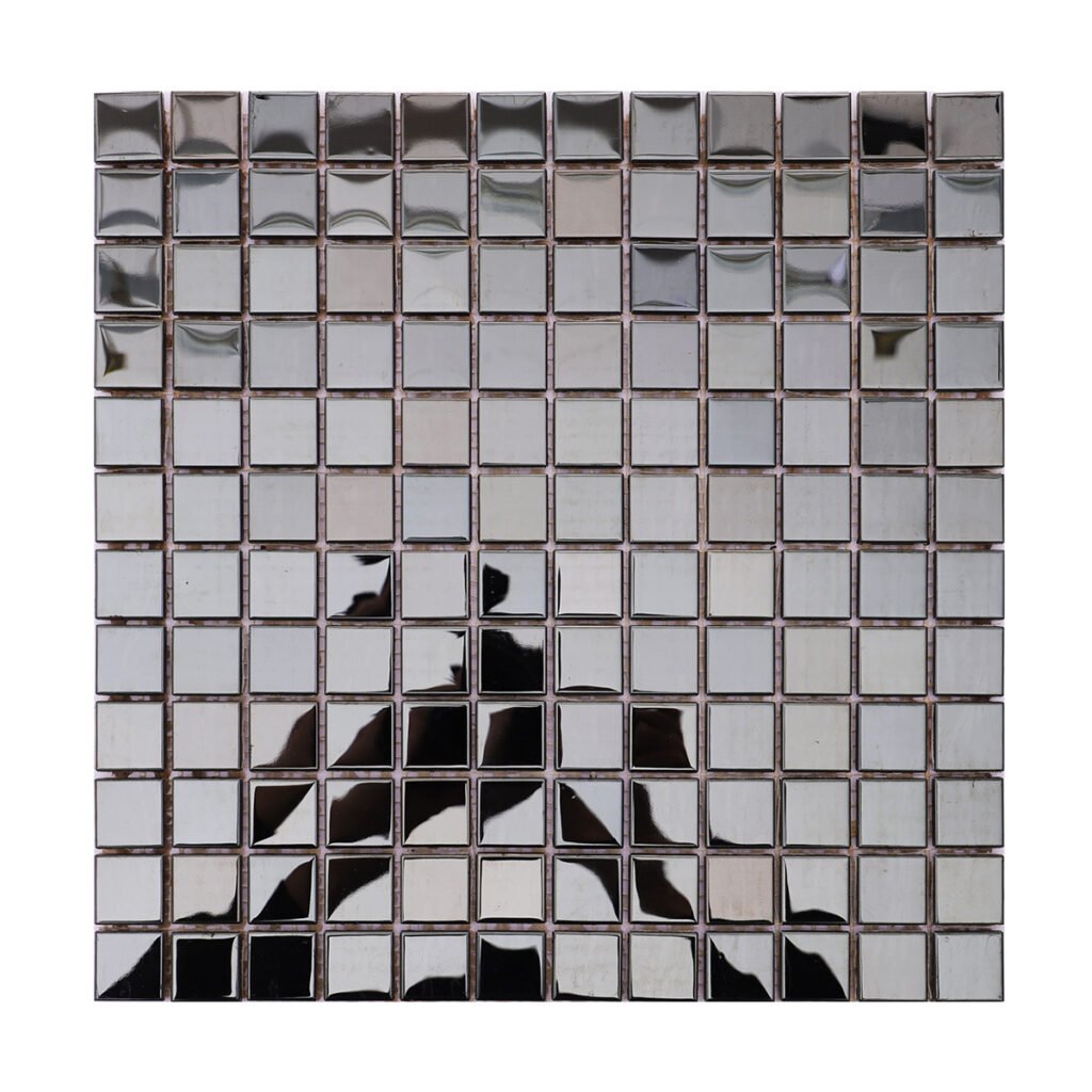 Mosaïque en acier inoxydable – noir, carré, effet miroir, pour crédence