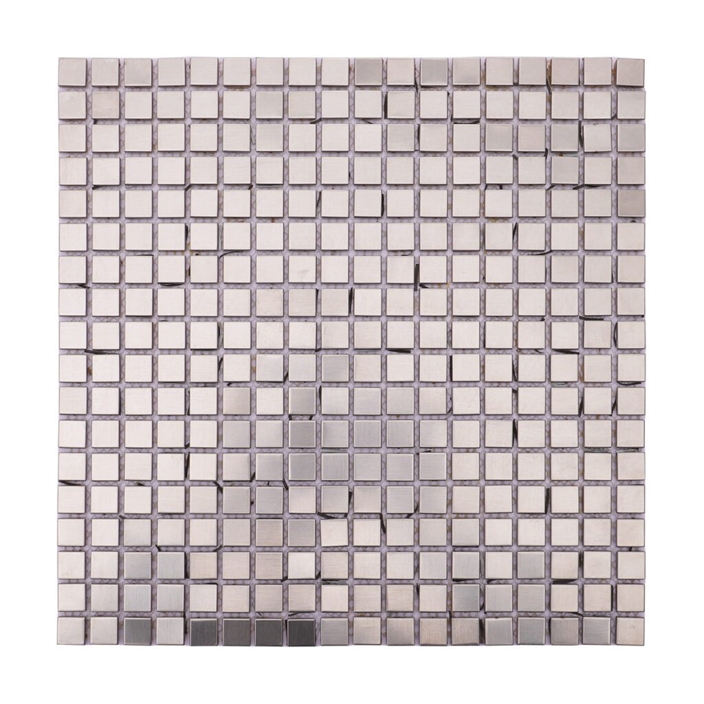 Piastrelle a mosaico in acciaio inossidabile – argentato, quadrato, spazzolato, per paraschizzi – BJ-D7154352F41F