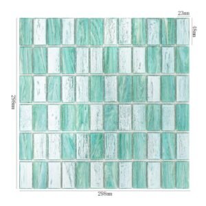 Piastrelle a mosaico in vetro – verde chiaro / verde, rettangolare, iridescente, per pavimenti