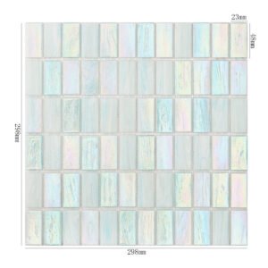 Piastrelle a mosaico in vetro – verde, rettangolare, iridescente