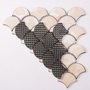 Piastrelle a mosaico in metallo – nero, a squame di pesce