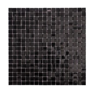 Obverse side of pure black glass mosaic tiles.