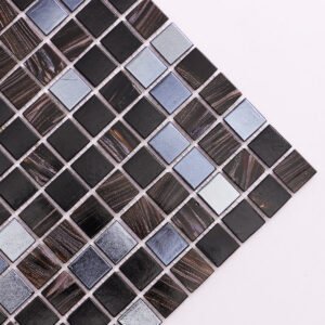 Piastrelle a mosaico in vetro – nero / dorato – BJ-021B09EBB8E2