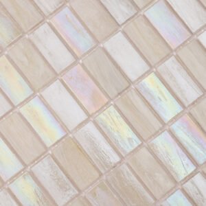 Piastrelle a mosaico in vetro – beige / multicolore, iridescente