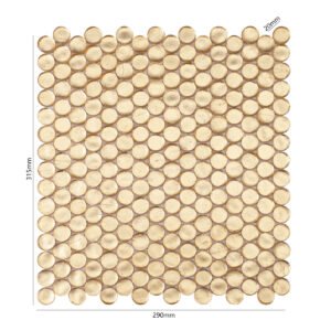 Mosaïque en verre – doré, petits ronds, rond, brillant, pour sol