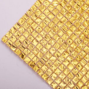 بلاط فسيفساء زجاجي ذهبي لامع، 10x10mm