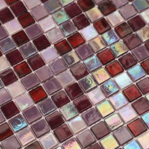 Mosaico de vidrio – rojo / morado, brillante, para suelo