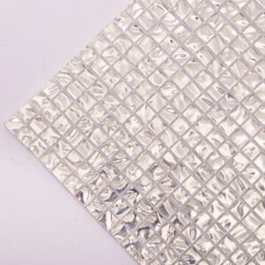 Glansig silverfärgad kvadratisk glasmosaikplatta för vägg, 10 × 10 mm