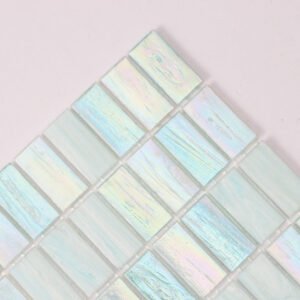 Piastrelle a mosaico in vetro – verde, rettangolare, iridescente