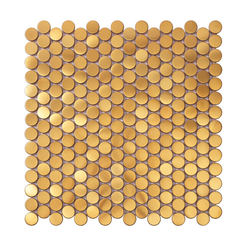Metallmosaikfliesen – Goldfarben, kleine Rundformen, Rundformen, für Wände