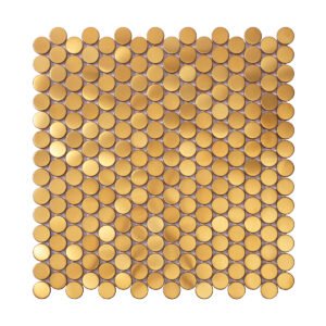 Gold Metal Penny Round Mosaic Wall Tiles