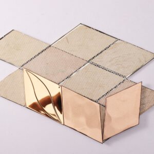 Metallmosaikfliesen – Roségold, Rauten, für Fliesenspiegel – BJ-28D07EDF0073