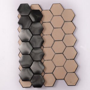 Piastrelle a mosaico in acciaio inossidabile – nero, esagonale, ondulato, 3D, spazzolato