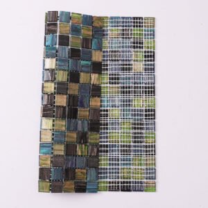 Mosaïque en verre – noir / vert, carré