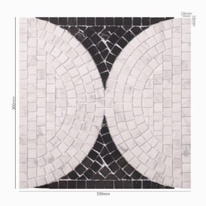 Piastrelle a mosaico in marmo – bianco / nero, artigianale
