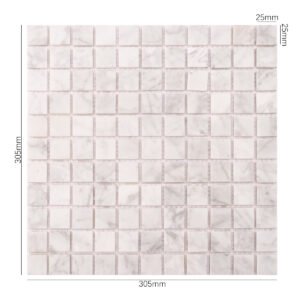 Mosaïque en marbre – Carrara, blanc, carré