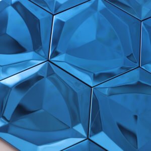 Piastrelle a mosaico in acciaio inossidabile – blu, esagonale, 3D