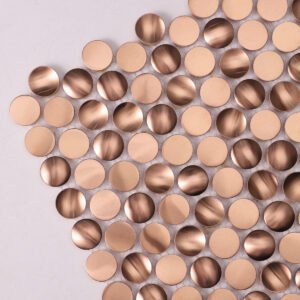 Piastrelle a mosaico in acciaio inossidabile – oro rosa / dorato, tondo piccolo, 3D
