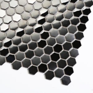 Mosaikfliesen aus Edelstahl – Schwarz, Sechsecke