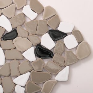 Keramikmosaikfliesen – Grau, glänzend, Crackle-Oberfläche