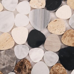 Mosaico de mármol – negro / beige, guijarro