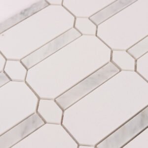 Piastrelle a mosaico in marmo – bianco, ottagonale, per pavimenti