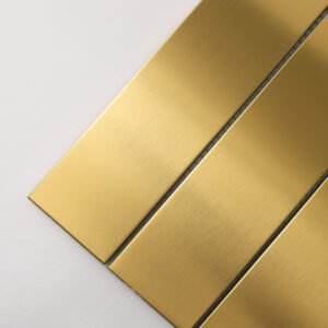 Metallmosaikfliesen – Goldfarben, Rechtecke, gebürstet, Großformat