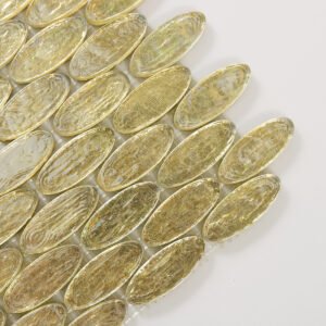 Mosaïque en verre – doré, ovale, feuille d’or