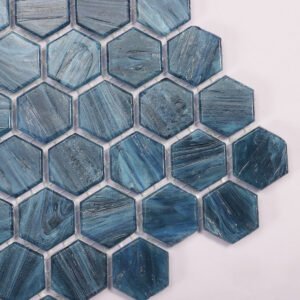 Glasmosaikfliesen – Marineblau, Sechsecke, für Fliesenspiegel