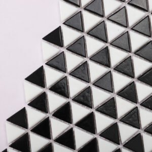 Piastrelle a mosaico in vetro – bianco / nero, triangolare, per pavimenti