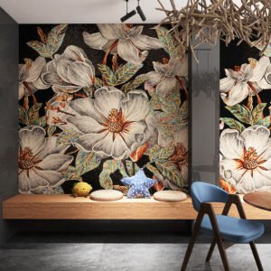 Skreddersydd glassmosaikk med blomstermønster