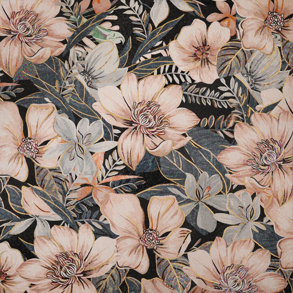 Individuelles handgefertigtes Glasmosaikbild – Florales Wandmotiv