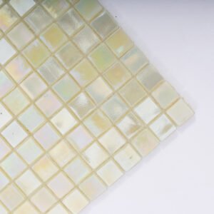 Mosaïque en verre – vert / crème, carré, pour piscine