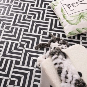 Piastrelle a mosaico in marmo – Carrara, bianco / nero, a motivi geometrici